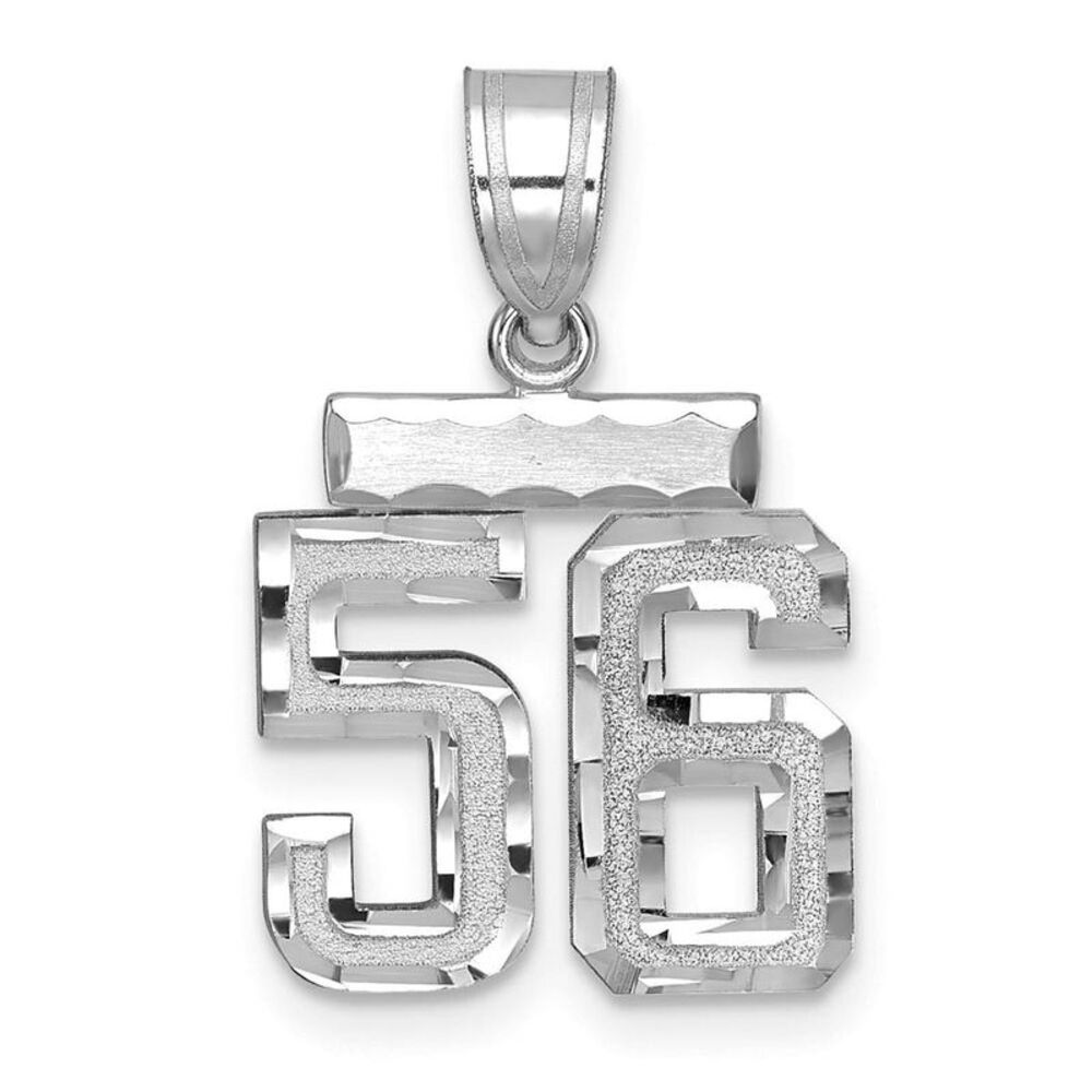14k White Gold, Varsity Collection, Small D/C Pendant, Number 56